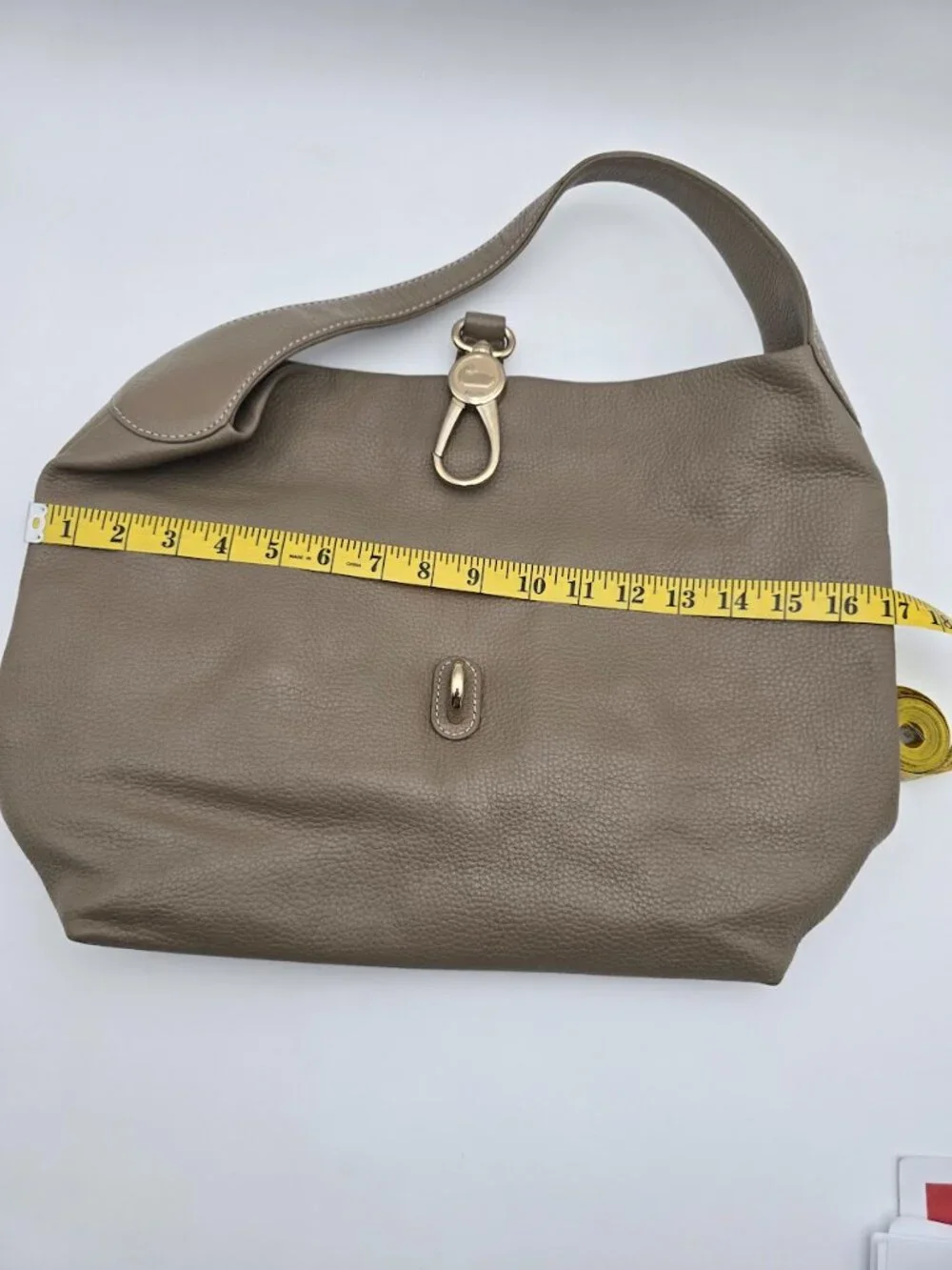Dooney & Bourke Taupe Pebbled Leather Hobo Shoulder Bag